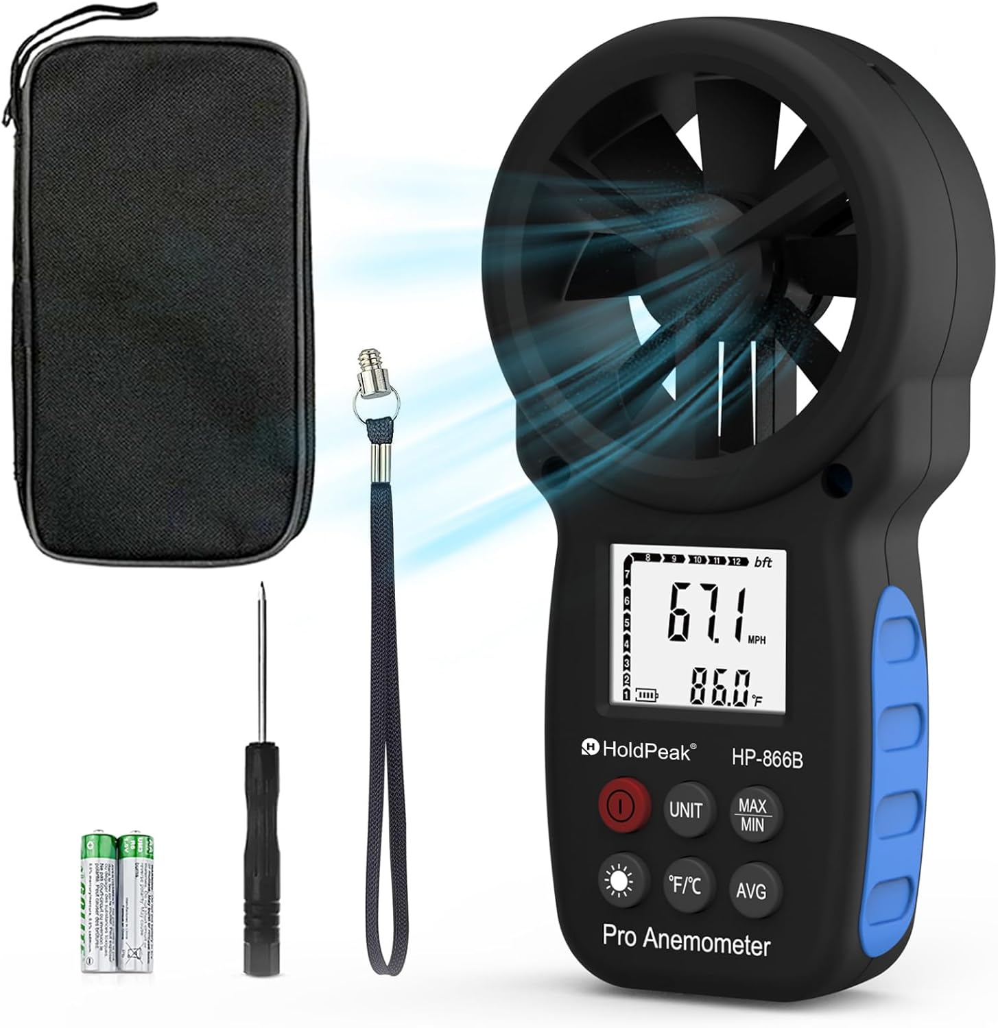 HoldPeak 866B Digital Anemometer Handheld Wind Speed Meter