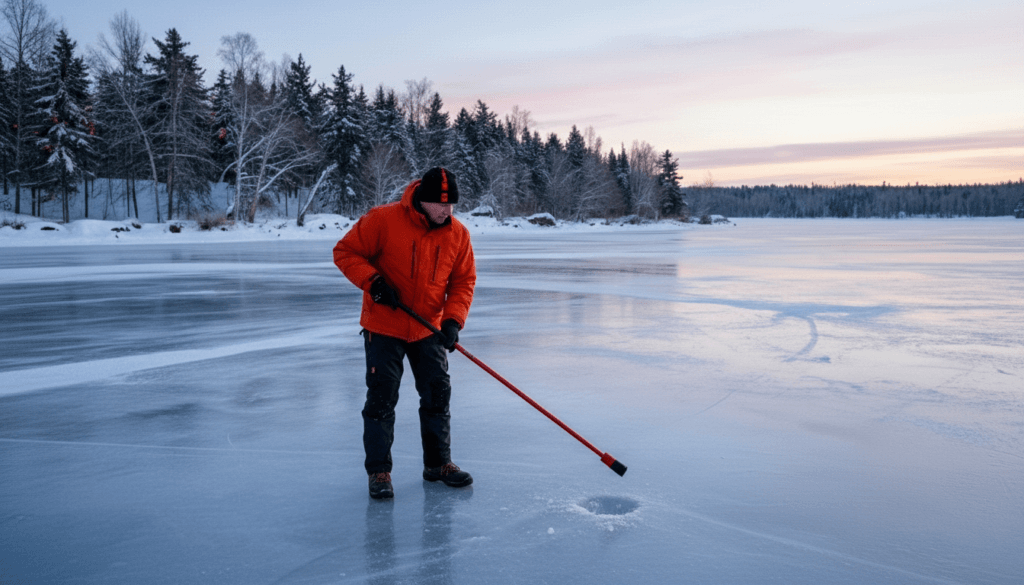 On the ice with a spud bar