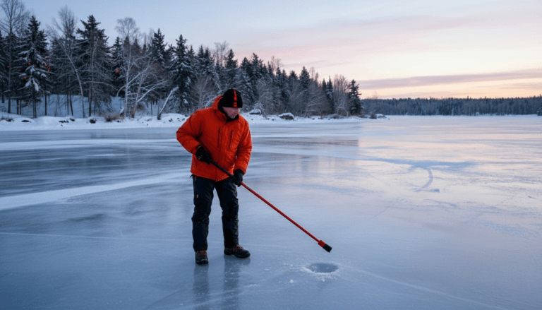 On the ice with a spud bar