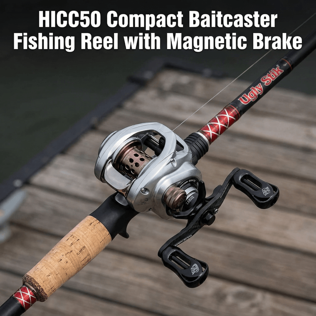 HICC50 Compact Baitcaster Fishing Reels - 4.7oz Ultra Smooth Bait Finesse Casting 30 Magnetic Brake, 7.1:1/8.1:1 Ratio10+1 Double Shield Bearing for Saltwater Freshwater with Dual spools